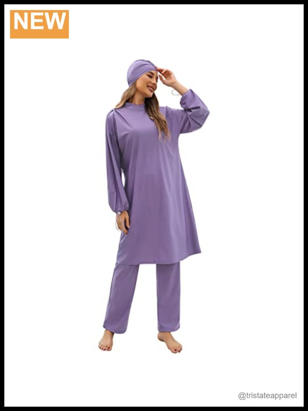 ODIZLI Women Muslim Swimwear 3 Piece Full Cover Hijab Burkini Set